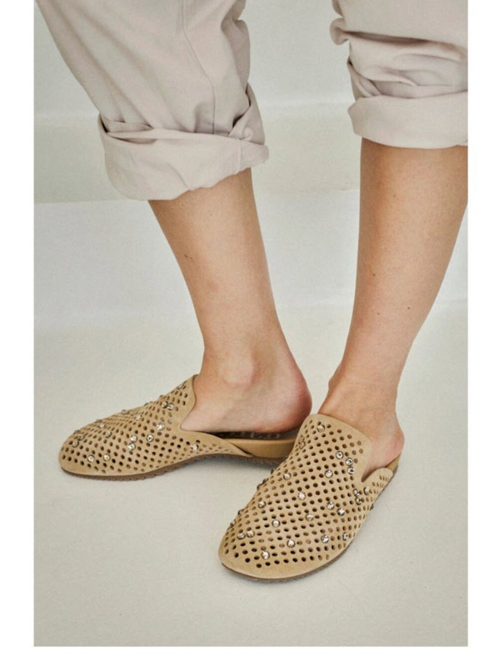 Pedro Garcia flats Braidy Crystal & Mesh Suede Mules Sz EU39/US9